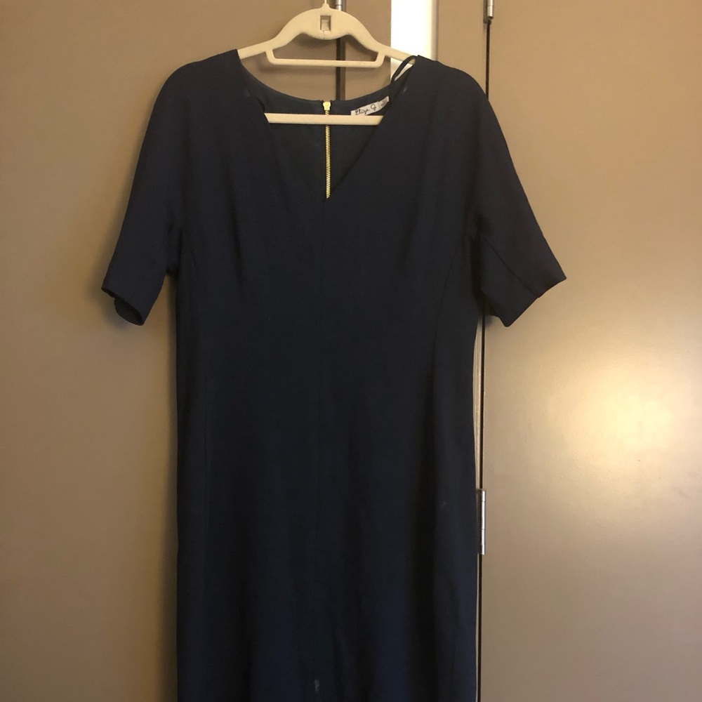Eliza J navy blue sheath dress